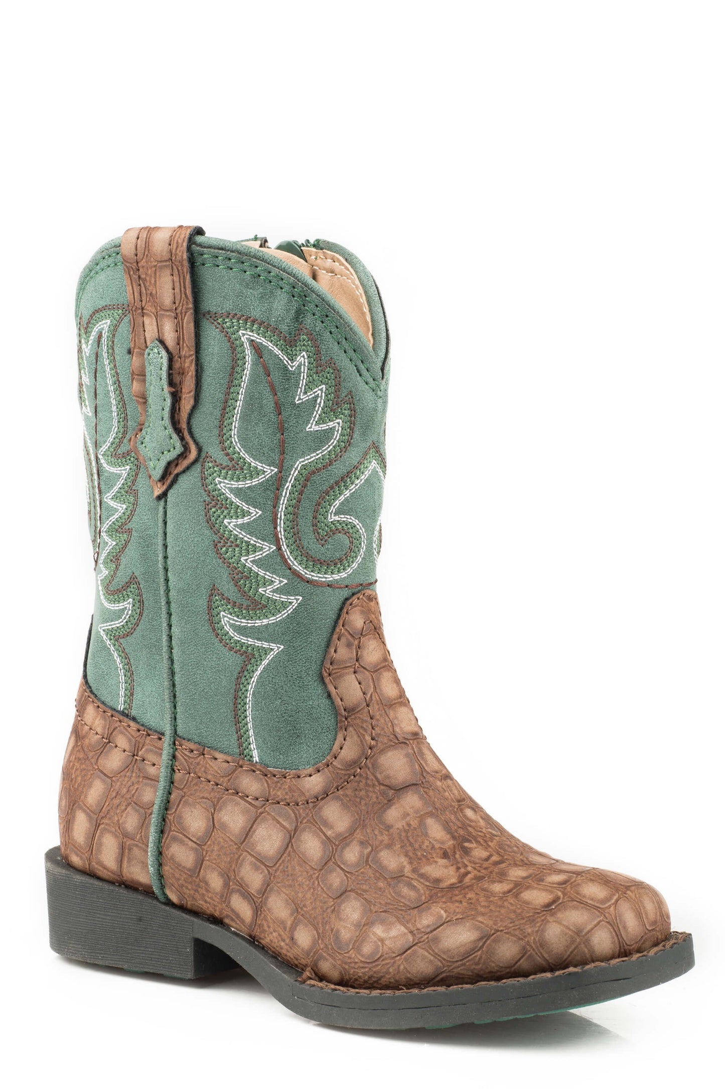 Kid's Roper Toddler Gator Brown and Green Boots - Diamond K Country