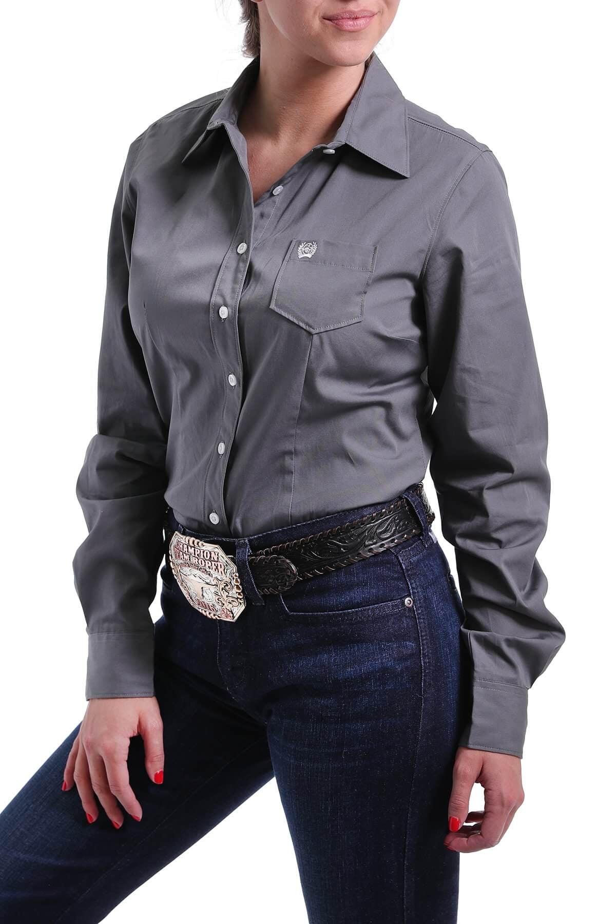 Women's Cinch Grey Solid Shirt MSW9164029