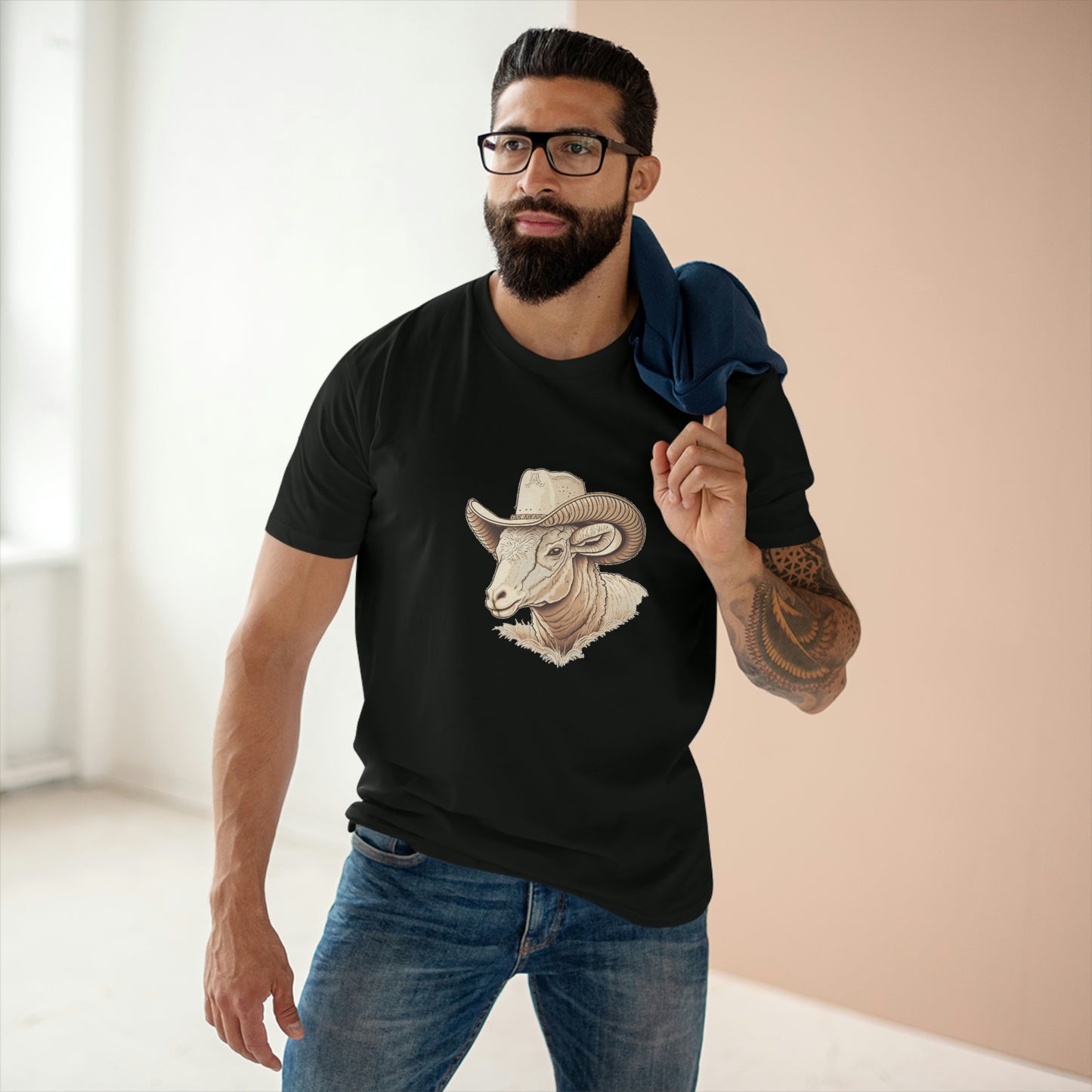 Load image into Gallery viewer, Men&amp;#39;s ram cowboy crew neck t-shirt
