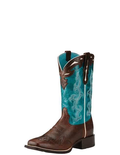 Women's Ariat Sidekick Western Boots Chocolate Chip and Turquoise