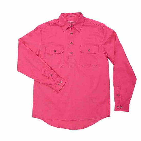 Just Country Cameron 1/2 Button Shirt Men's Hot Pink - Diamond K Country