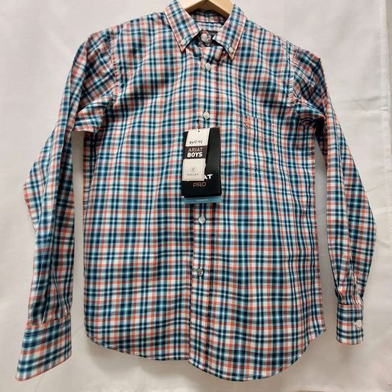 Boy's Ariat Majolica Blue Plaid Shirt