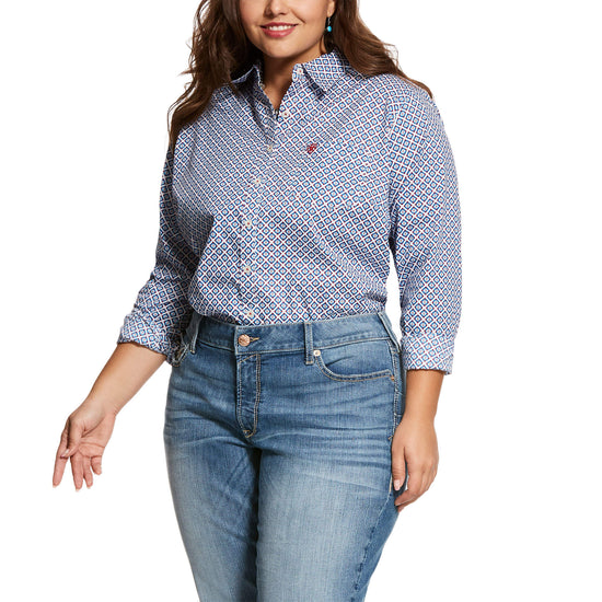 Women's Ariat Kirby Stretch Shirt - Classic Blue Print