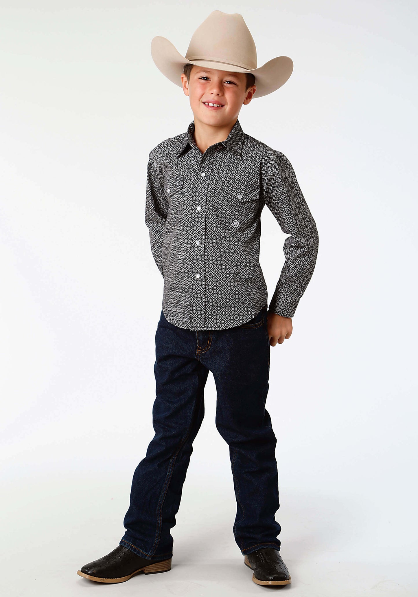 Boy's Roper Amarillo Collection L/S Shirt - Black
