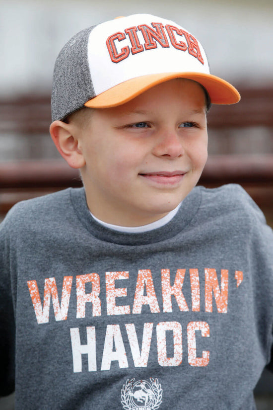 Kid's Cinch Orange, Grey and White  Cap