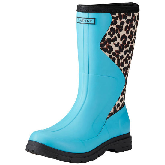 Ariat Women's Springfield Aqua Leopard Print Rubber Boot 10021524