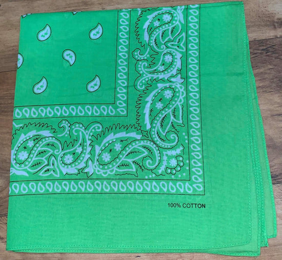Lime Paisley Design Bandana - 100% Cotton