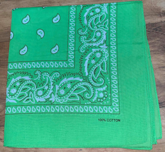 Load image into Gallery viewer, Lime Paisley Design Bandana - 100% Cotton
