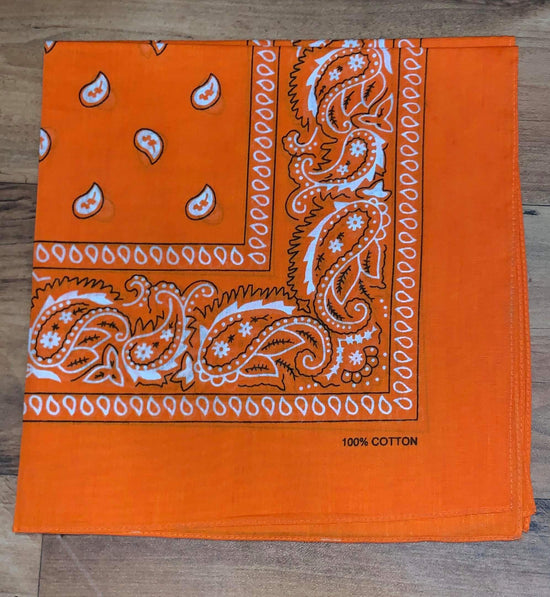 Dark Orange Paisley Design Bandana - 100% Cotton