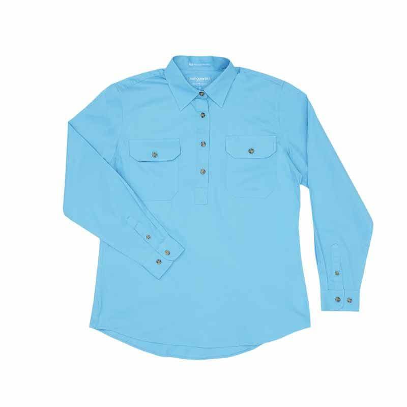 Just Country Jahna 1/2 Button Shirt Women's Sky Blue - Diamond K Country