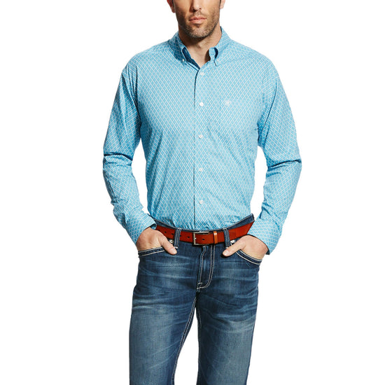 Men's Ariat Cohen Print Blue Pine Shirt - Diamond K Country