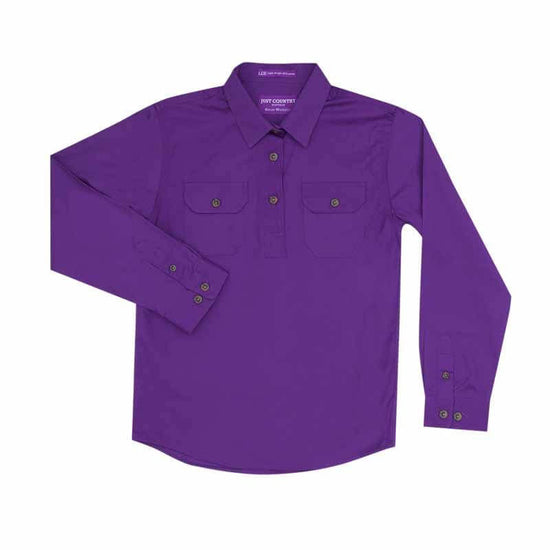 Load image into Gallery viewer, Girl&amp;#39;s Just Country Kenzie 1/2 Button Shirt Purple - Diamond K Country
