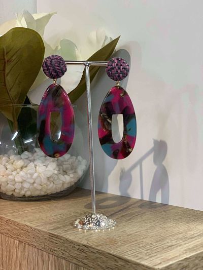 Load image into Gallery viewer, Pink and Blue Lucy Earrings
