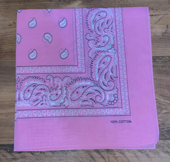 Load image into Gallery viewer, Light Pink Paisley Design Bandana - 100% Cotton

