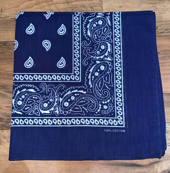 Dark Blue Paisley Design Bandana - 100% Cotton
