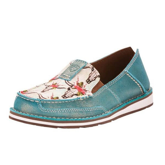 Women's Ariat Cruiser Shimmer Turquoise Steers and Roses