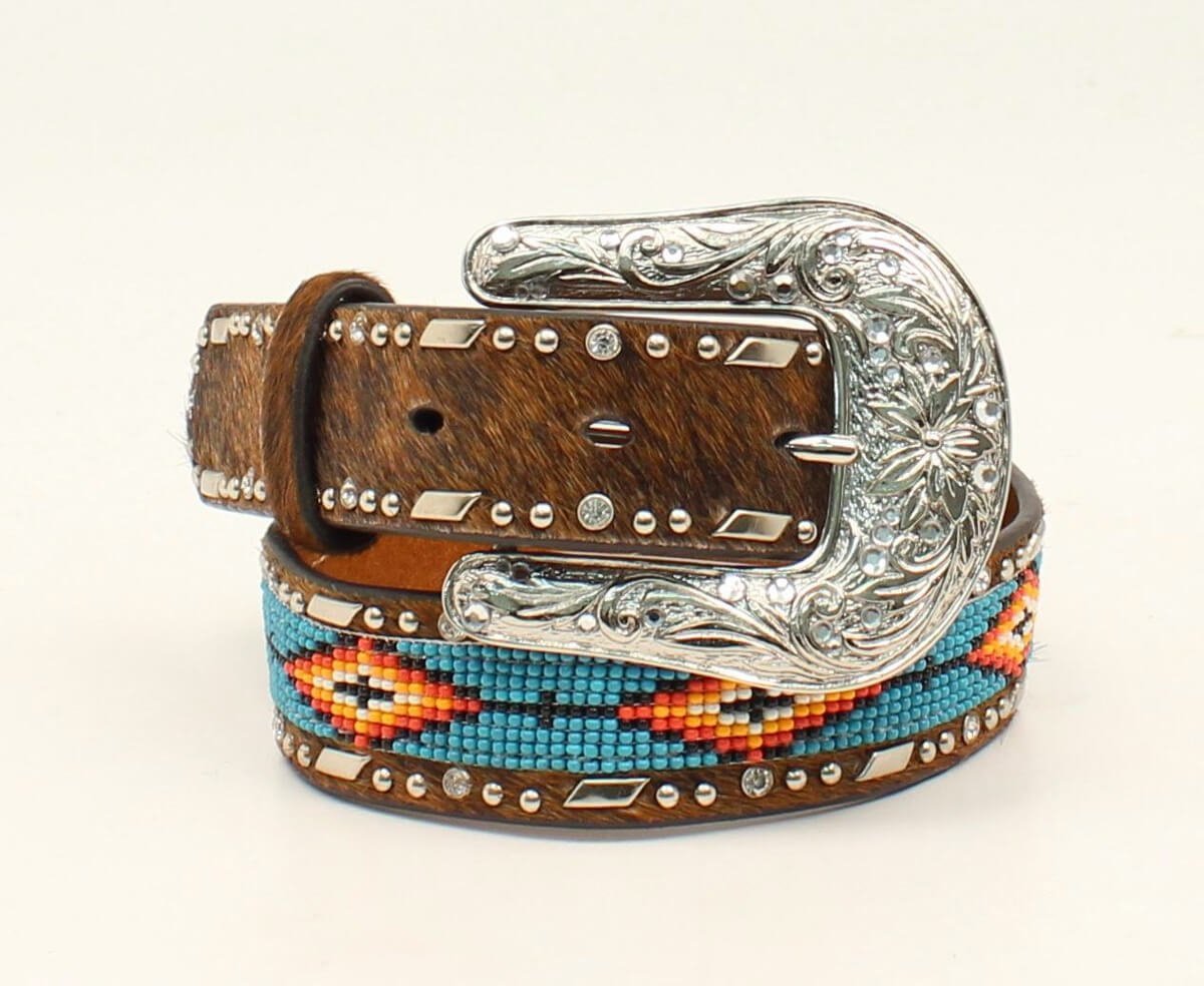 Girl's Ariat Calf Hair & Beaded Rhinestone Belt - Diamond K Country