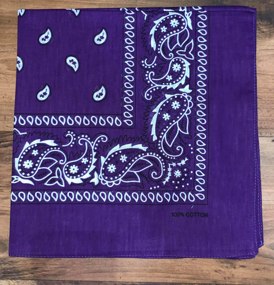 Load image into Gallery viewer, Dark Purple Paisley Design Bandana - 100% Cotton
