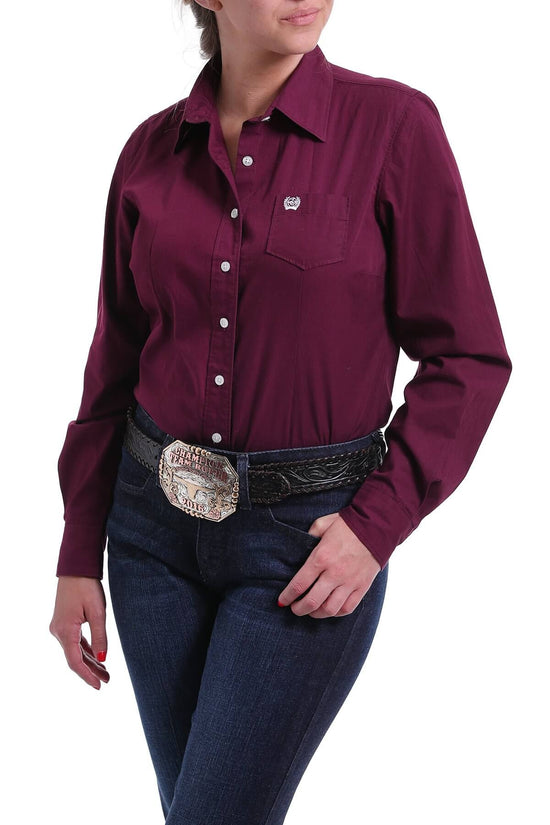 Load image into Gallery viewer, Women&amp;#39;s Cinch Burgundy Solid Shirt MSW9164030
