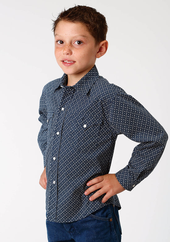Boy's Roper Blue L/S Shirt - West Made Collection