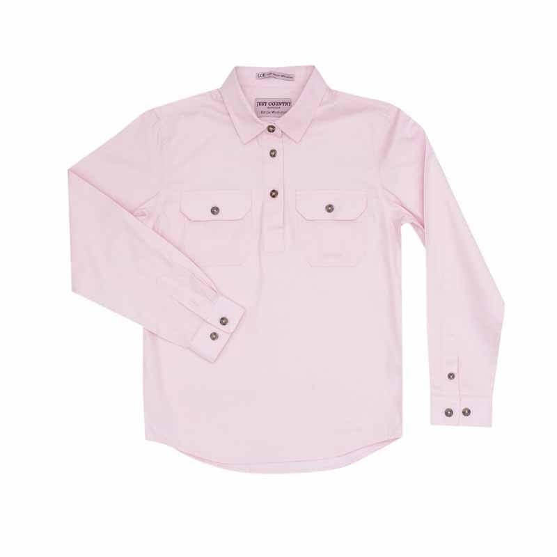 Girl's Just Country Kenzie 1/2 Button Shirt Pink - Diamond K Country
