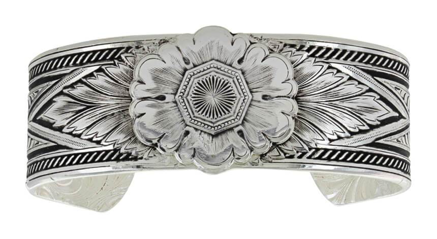 Women's Montana Silversmiths Carved Peony Cuff Bracelet