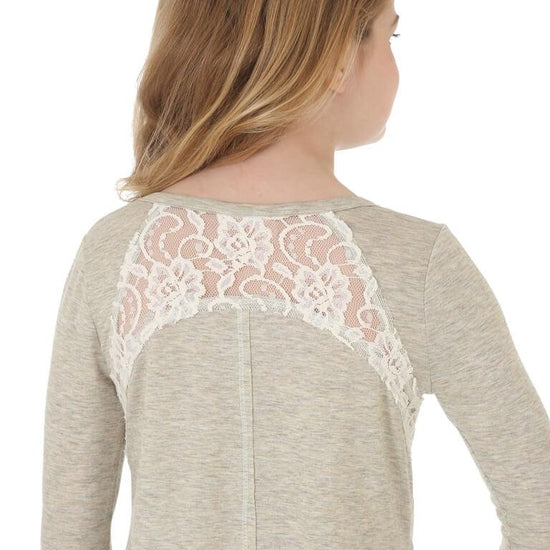 Girl's Wrangler Horse Graphic Top Lace Insets L/S Shirt - Diamond K Country