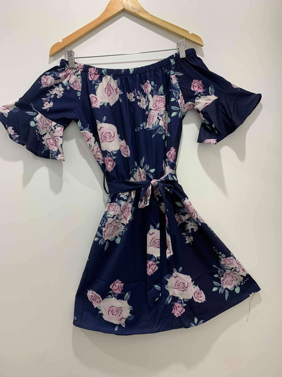 Women's Navy Floral Off The Shoulder Dress - Matching Mummy and Me