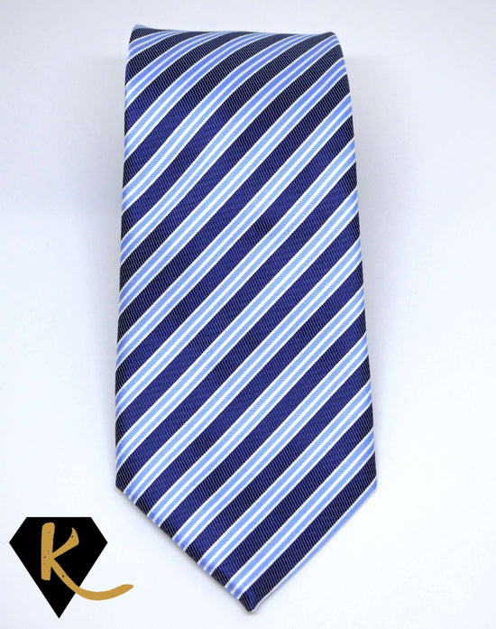 Men's Navy and Blue Striped Necktie