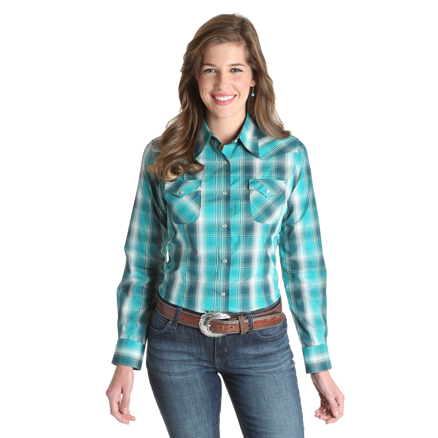 Women's Wrangler Green Plaid Long sleeve Shirt