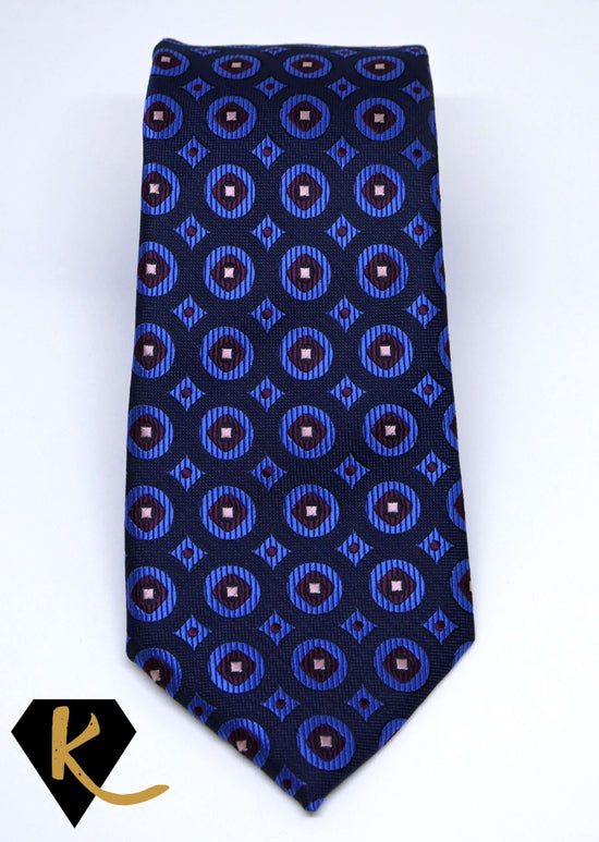 Men's Black and Blue Printed Necktie