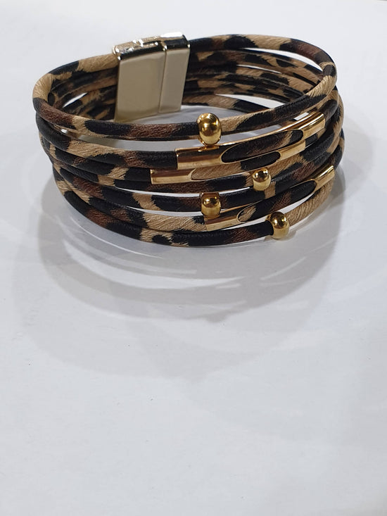 DKC Leopard Leather Wide Wrap Bracelet