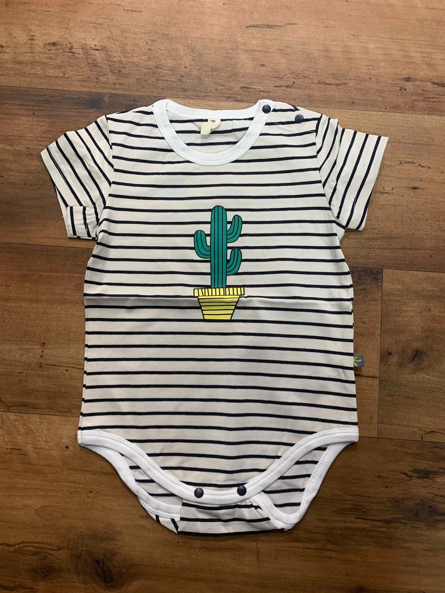 Infant Unisex Striped Cactus Graphic Print Romper