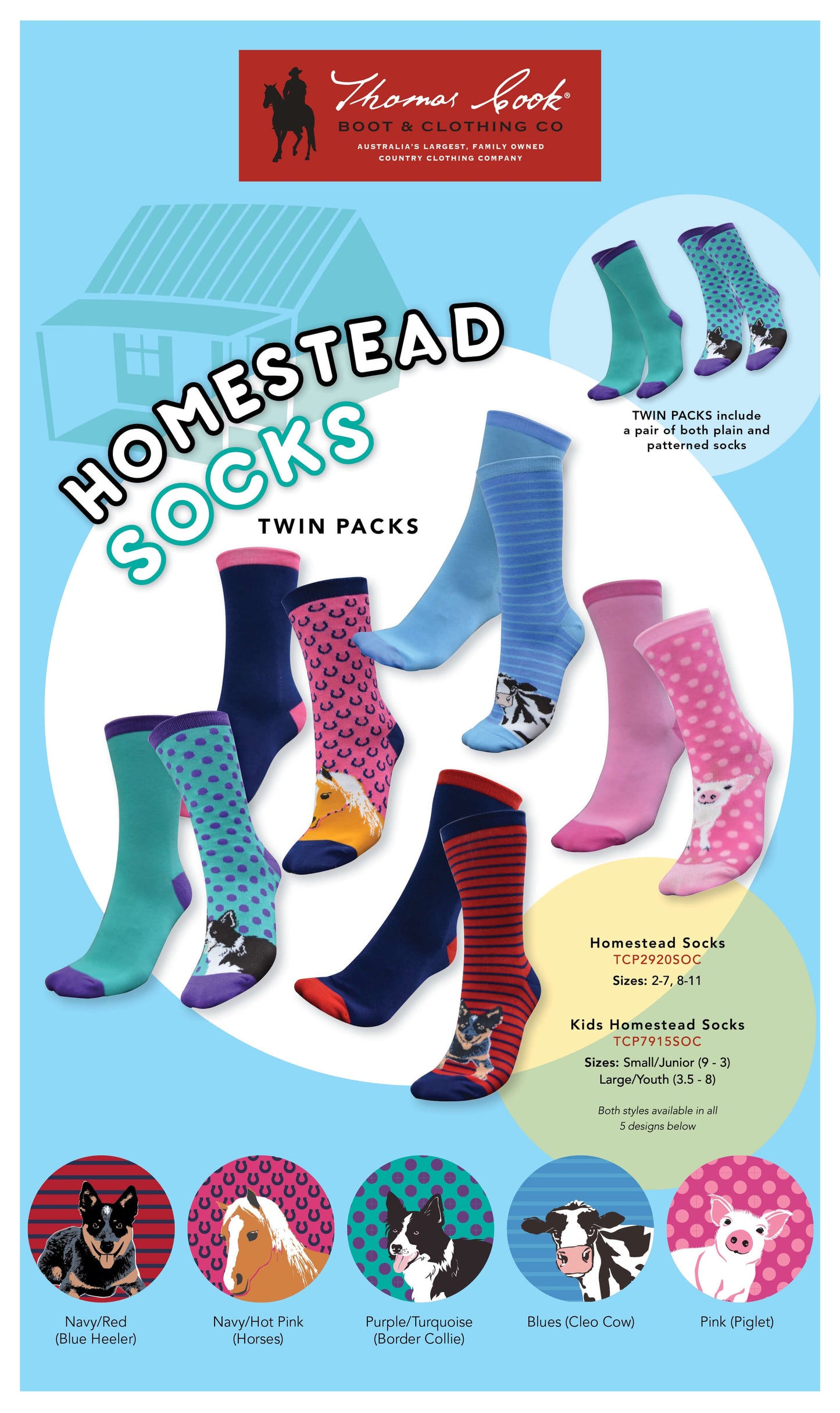 ADULT - Thomas Cook Homestead Socks 2 Pack