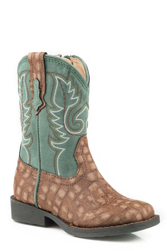 Kid's Roper Toddler Gator Brown and Green Boots - Diamond K Country