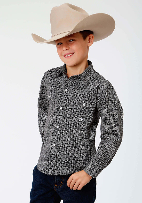 Boy's Roper Amarillo Collection L/S Shirt - Black