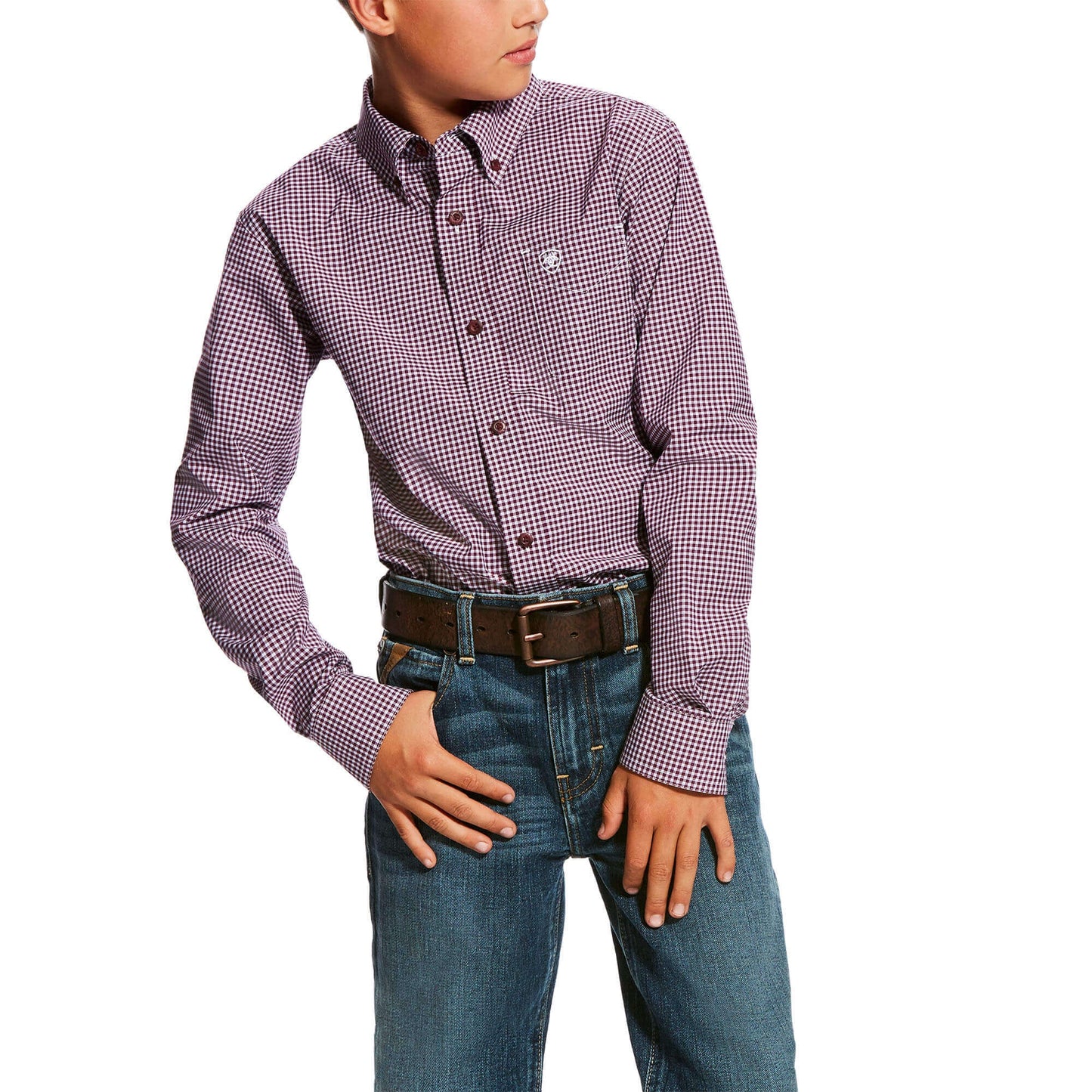 Boy's Ariat Doug L/S Purple Dahli Performance Shirt