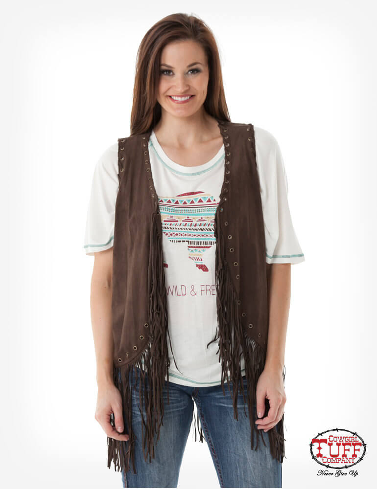Women's Cowgirl Tuff  Chocolate Suede Fringe Vest