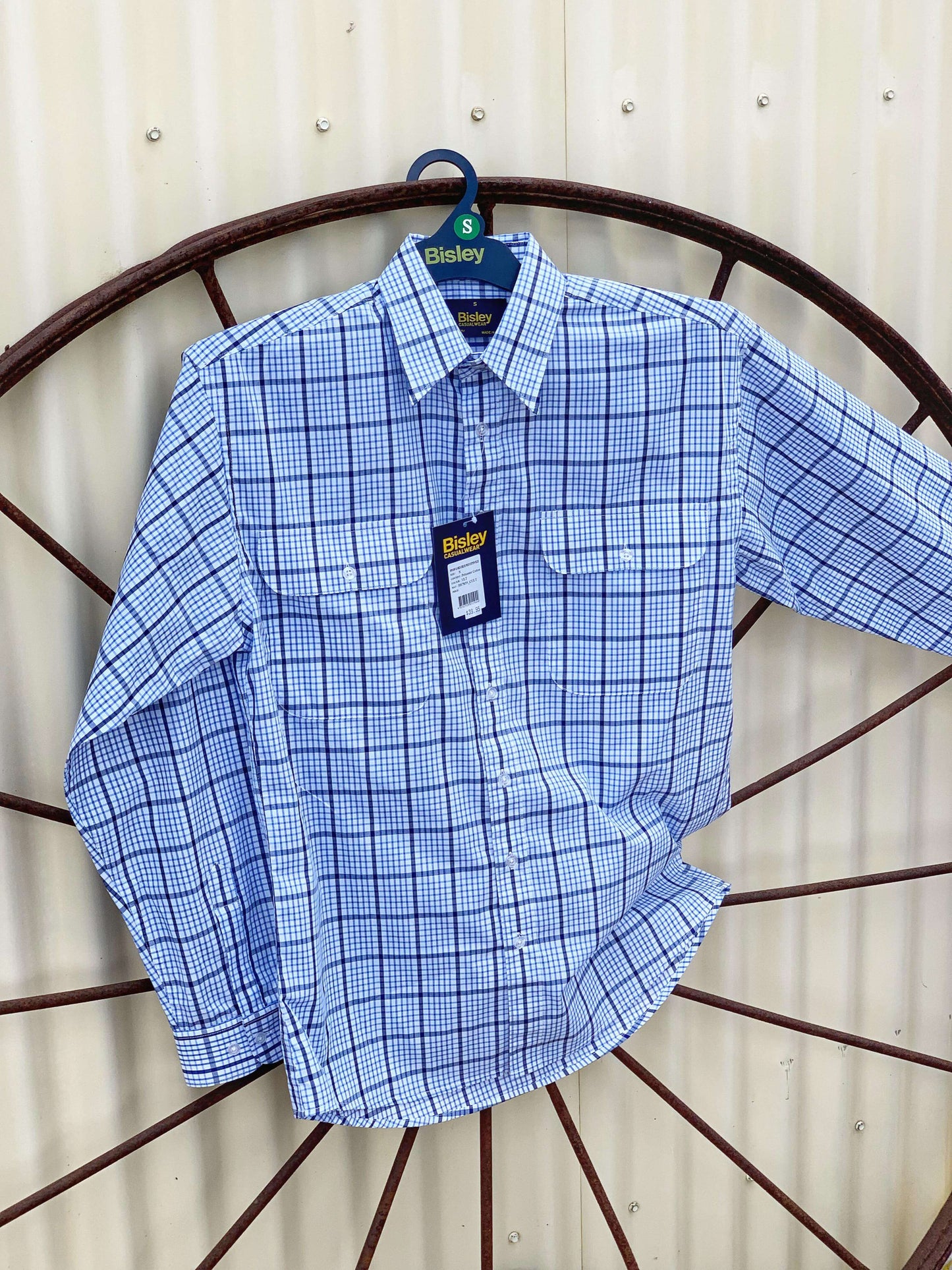 Men's Bisley Blue & Black Check Shirt BS7859