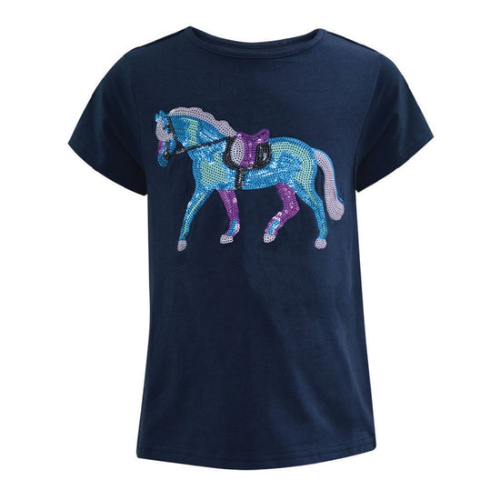 Load image into Gallery viewer,  The Girl&amp;#39;s Sequin Horse S/S Tee  T8S5520061
