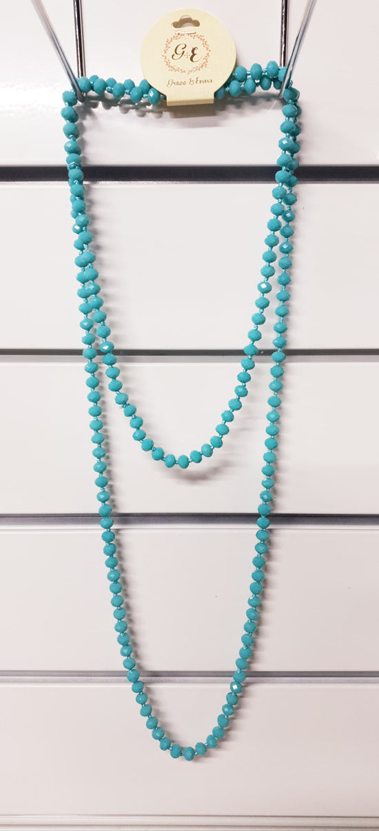 Vintage Blue Double Wrap Beaded Necklace