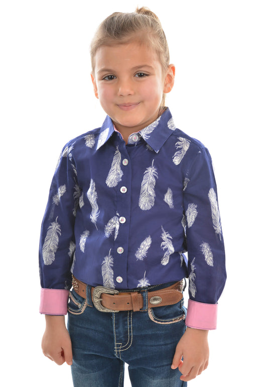 Girl's Pure Western Feather Print Long Sleeve Shirt