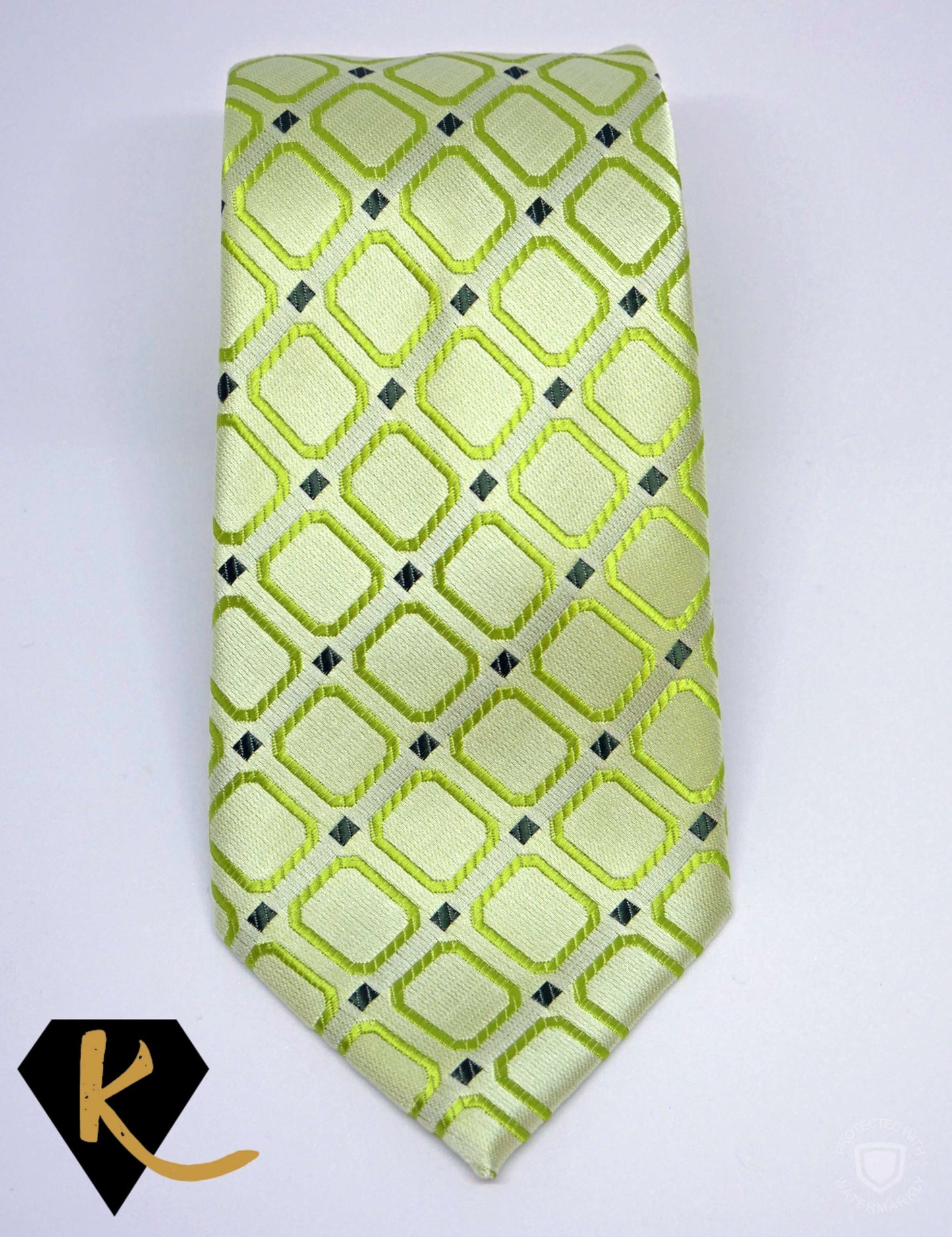 Men's Lime Green Patterned Necktie