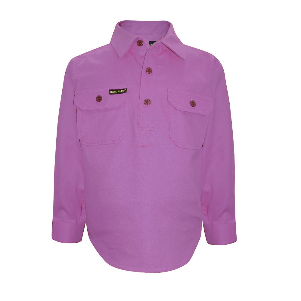 Kid's Hardslog 1/2 Button Shirt - Violet