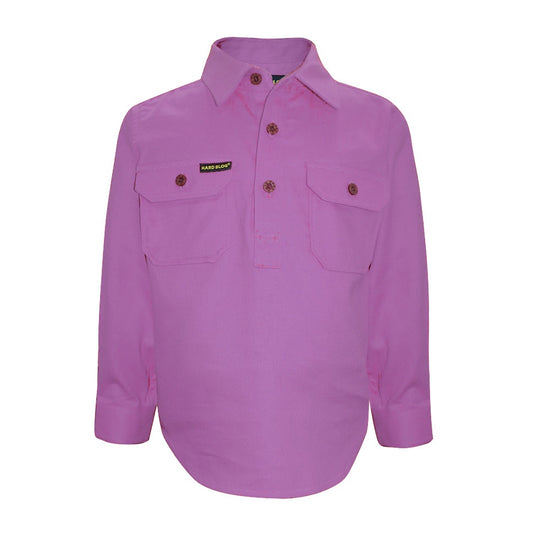 Kid's Hardslog 1/2 Button Shirt - Violet