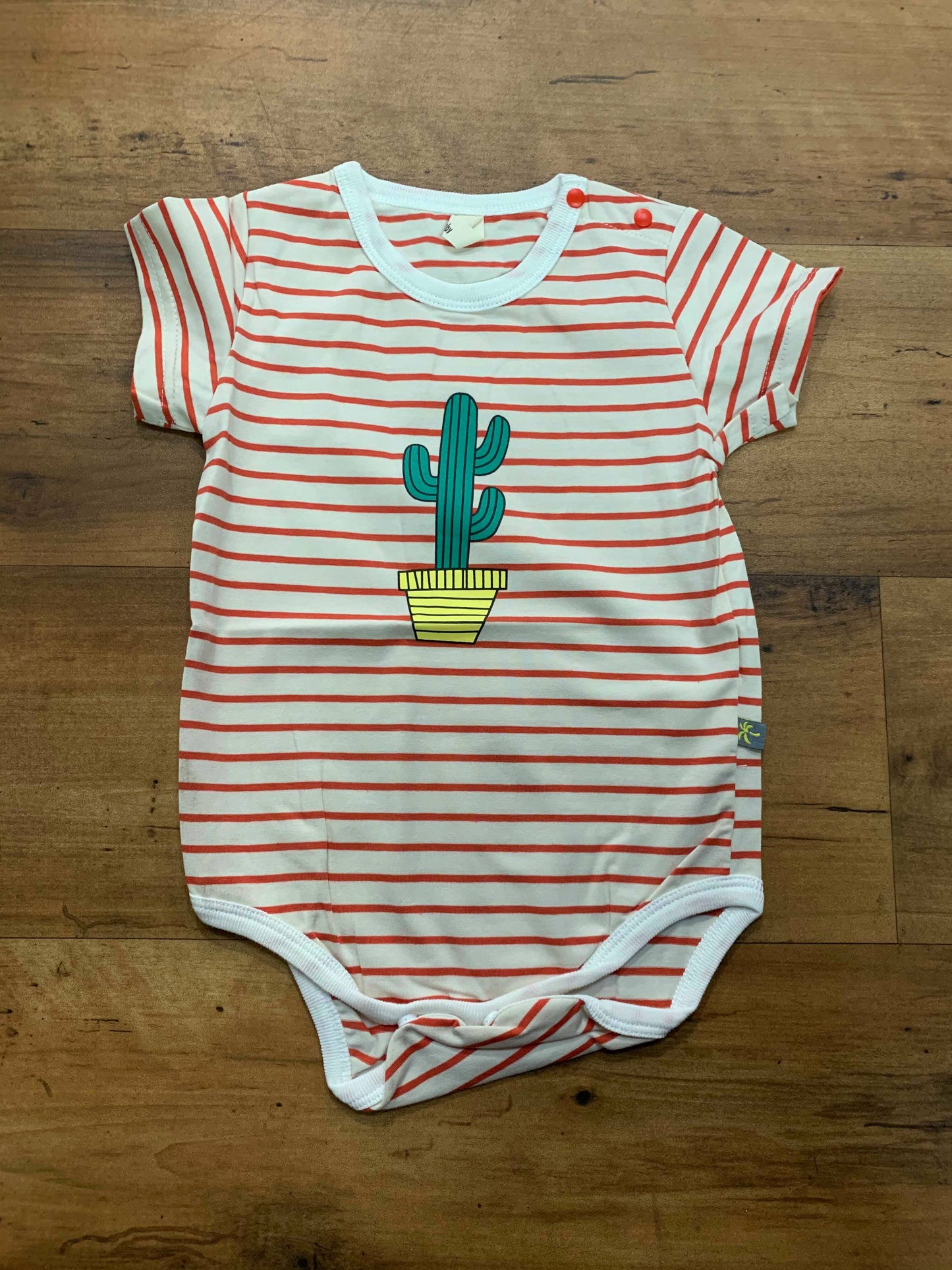 Infant Unisex Striped Cactus Graphic Print Romper