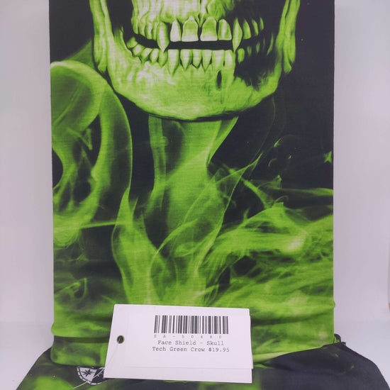 Face Shield - Skull Tech Green Crow