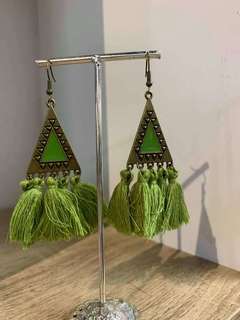 Load image into Gallery viewer, Bohemian Triangle and Long Tassel Colourful Earrings
