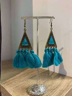 Bohemian Triangle and Long Tassel Colourful Earrings