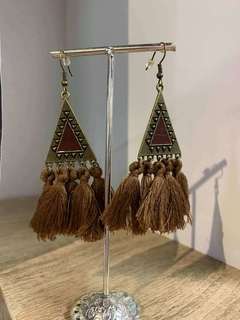 Bohemian Triangle and Long Tassel Colourful Earrings